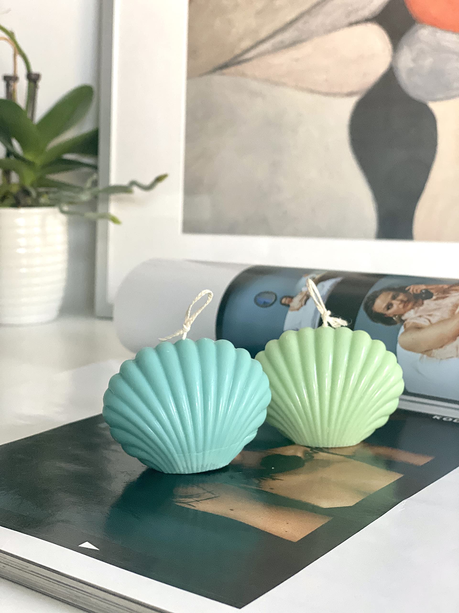 Natural Sea Shell Soy Wax Candle - Eco-Friendly Turquoise & Green Tea Scented Candles for Home Decor, Gifts, Halloween & Relaxation - Perfect for Beach Weddings, Spa Nights & Coastal-Themed Parties