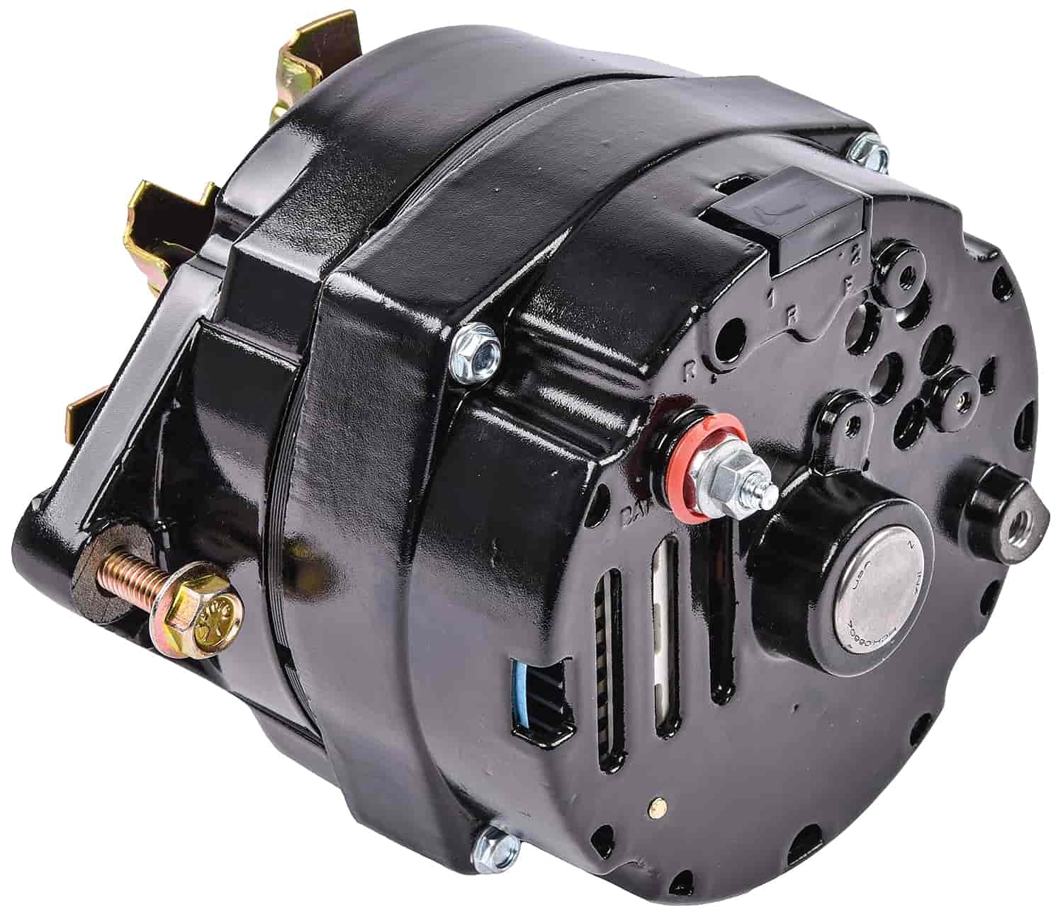 JEGS 1-Wire GM Alternator 100 Amp - High Performance Black Finish Alternator with Internal Regulator | 12 Volt GM 10si Style | Includes Single Groove V-Belt Pulley & Fan | Made in USA | Perfect for Classic Car Restoration, Hot Rods & Off-Road Vehicles