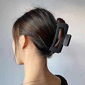 Aliba Collection Strong Hold Rectangle Hair Claw Clips - Matte Black Non-Slip Hair Jaw Clamps for Women & Girls | Perfect for Ponytails, Buns & Everyday Hairstyles