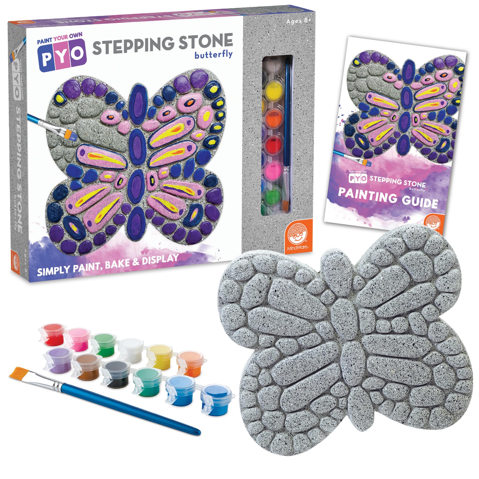DIY Butterfly Stepping Stone Kit - Paint Your Own Garden Decor for Kids & Adults - Outdoor Walkway, Garden Path, and Yard Decoration