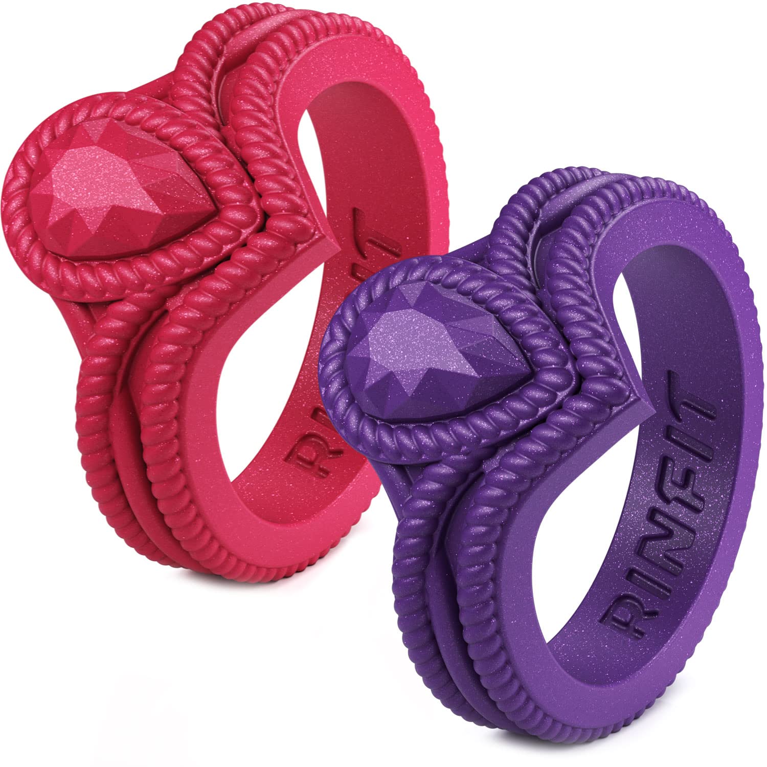 Rinfit Silicone Wedding Bands for Women - Elegant Pear Diamond Design Bridal & Promise Rings - Comfortable Rubber Rings for Sports, Yoga, Gym & Active Lifestyle - Perfect for Daily Wear, Workouts & Outdoor Adventures