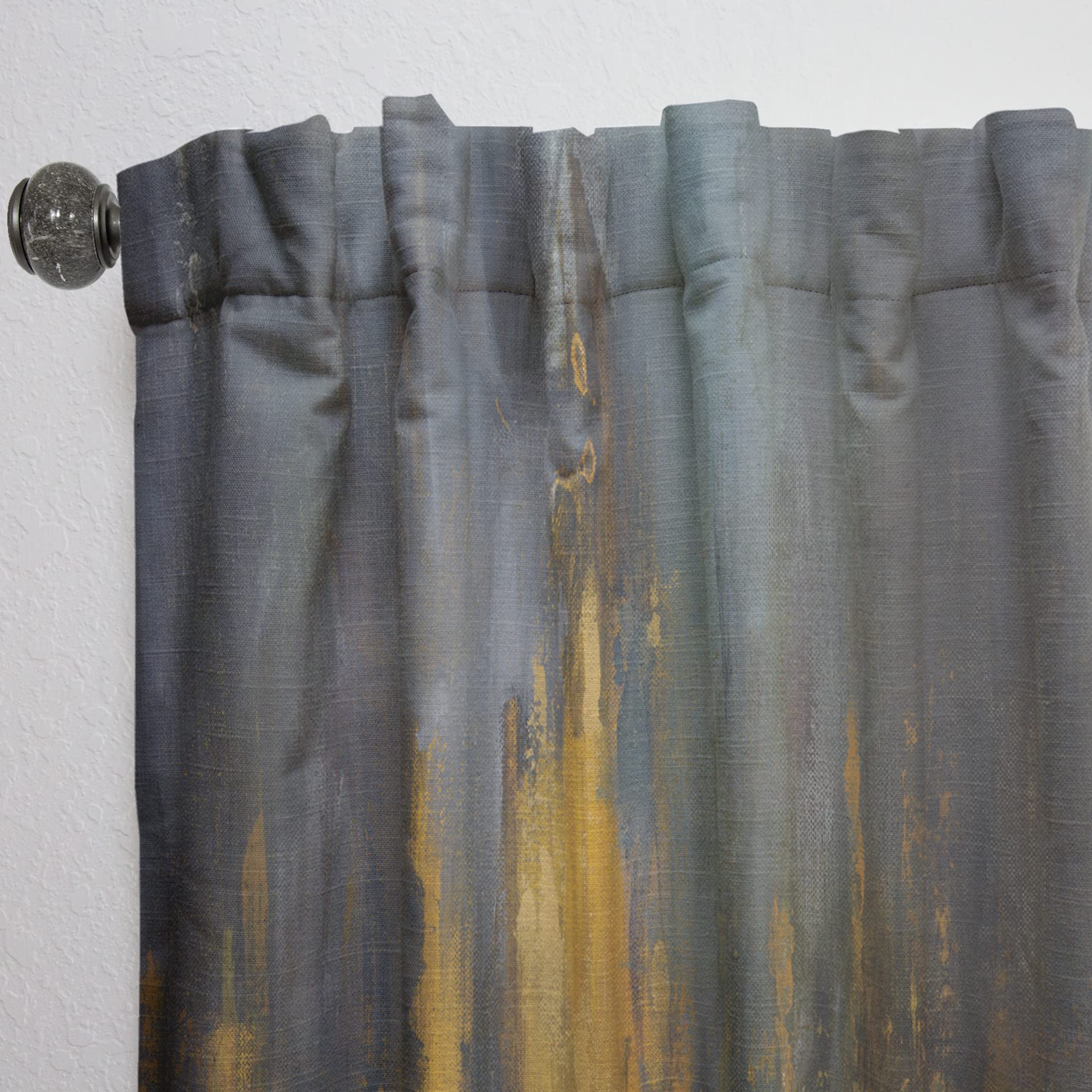 DesignQ Black and Gold Glam Abstract Thermal Insulated Curtains - Single Panel 52x63 Inches - Elegant Drapes for Bedroom & Living Room - Perfect for Home Decor and Light Blocking