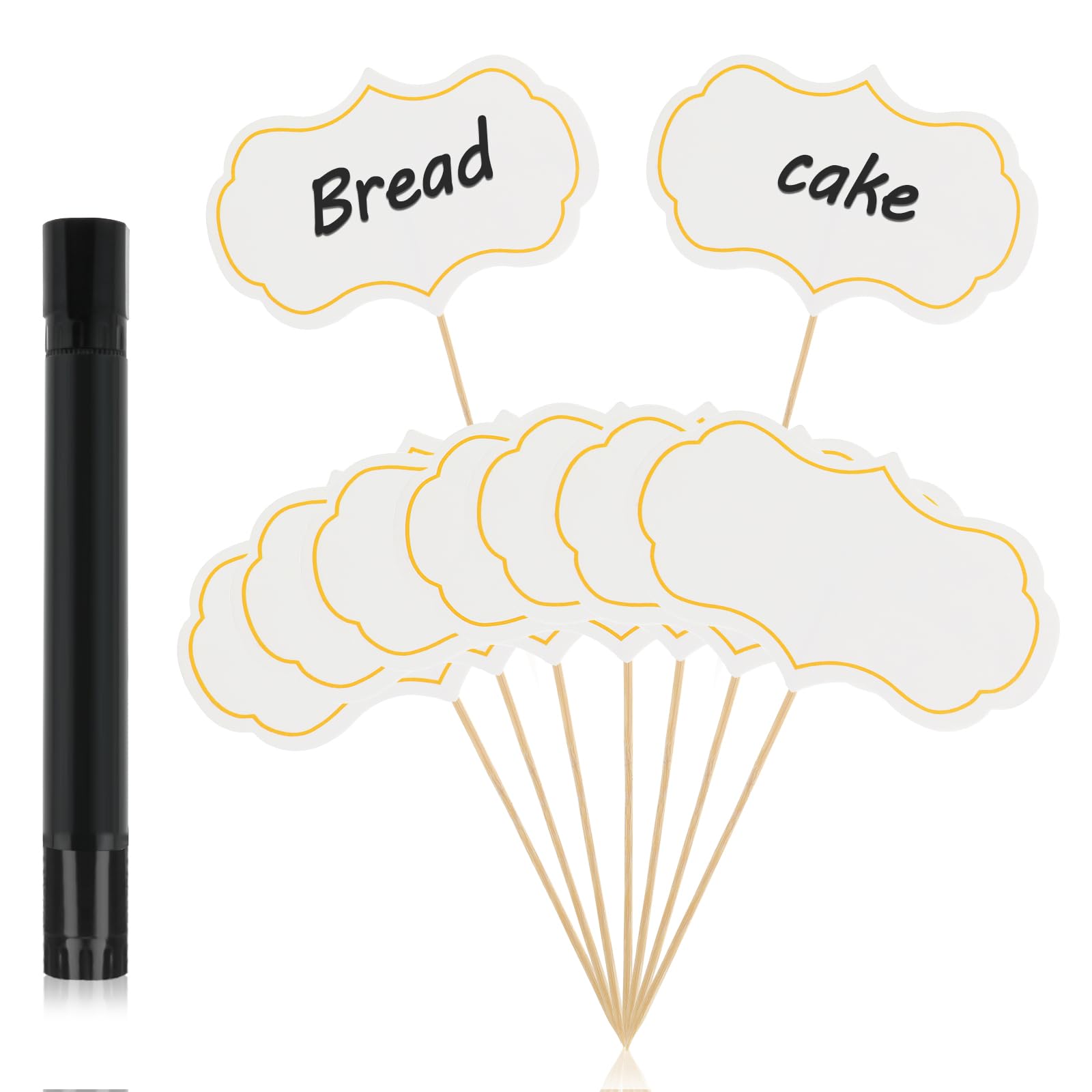 50 Pcs White Cheese Markers & Food Labels - Charcuterie Board Signs with Pen - Perfect for Wedding, Birthday Party Buffet & Charcuterie Decor - Durable Food Tags for Cheese Platters, Dessert Tables & Catering Events