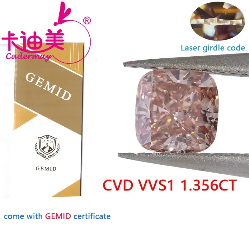 CADERMAY Cushion Cut 1.356CT VVS1 Clarity Brown CVD Lab Grown Diamond Loose Stone for Engagement Rings & Jewelry Making - Perfect for Custom Pendants, Earrings & Bridal Jewelry