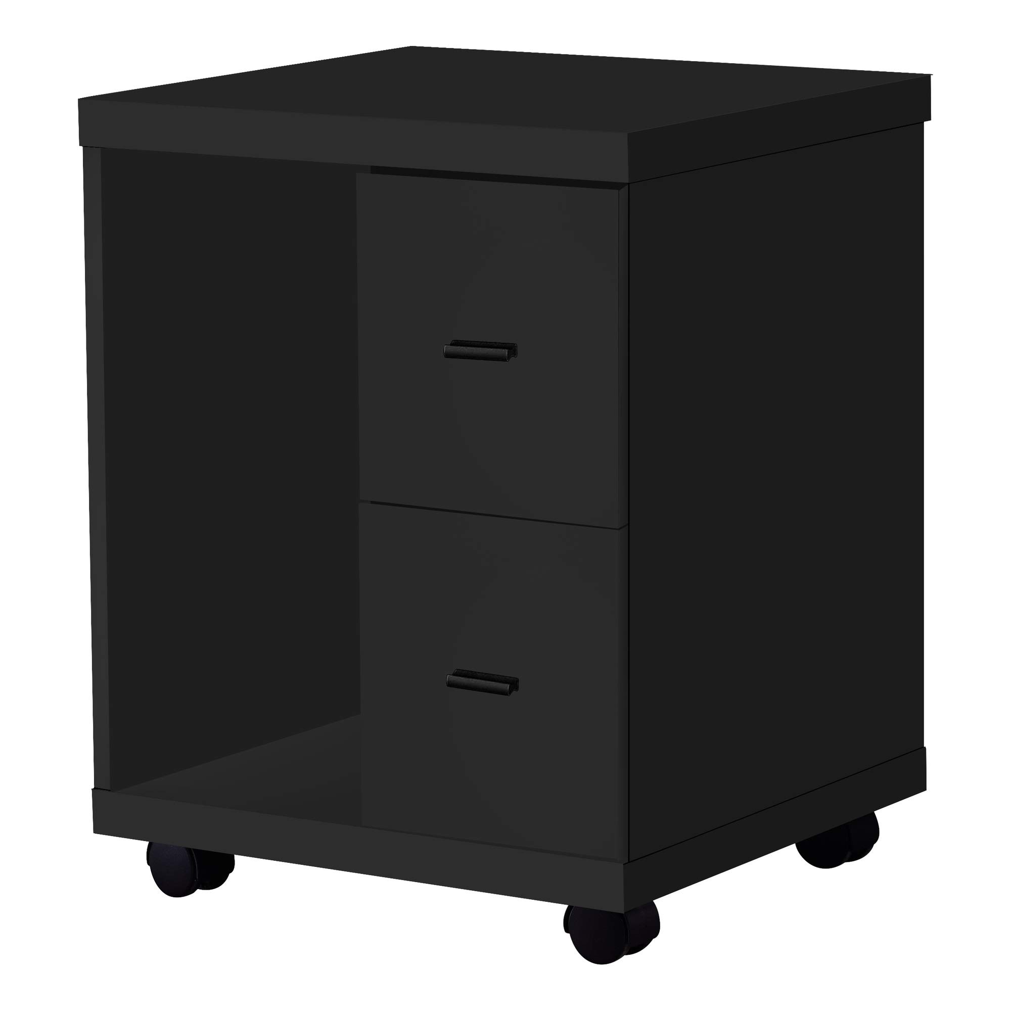 Monarch Specialties 2-Drawer Mobile Computer Stand with Wheels - Black Office File Cabinet 7054 | Perfect for Home Office & Workspace Organization