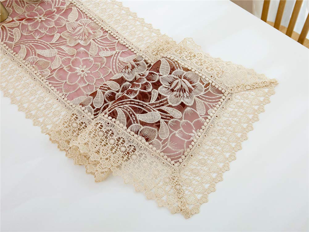 72 Inch Embroidery Linen Table Runner for Dining Room - Elegant Burlap Table Cover & Kitchen Decor, Perfect for Holiday Dinners & Home Entertaining