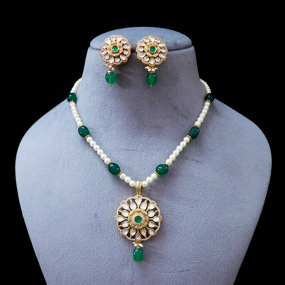 Elegant Designer Gold Plated Royal Kundan Pendant Set (D548) - Perfect for Weddings, Parties & Special Occasions