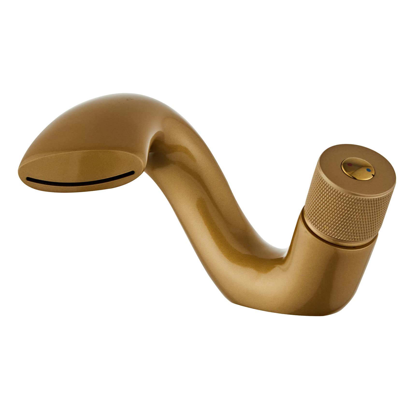 Wovier Matte Gold Waterfall Bathroom Sink Faucet - Single Handle Single Hole Lavatory Faucet with Supply Hose, Slanted Body Basin Mixer Tap for Commercial & Home Use - Perfect for Modern Bathrooms, Restaurants, and Hotels