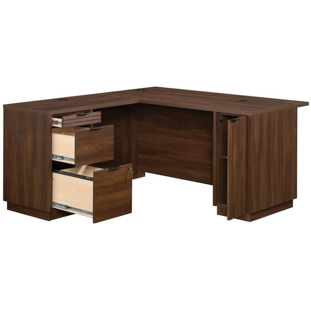 UrbanPro 60 Inch L-Shaped Wooden Computer Desk in Spiced Mahogany - Home Office Workstation for Gaming & Study | Modern Ergonomic Writing Desk for Small Spaces