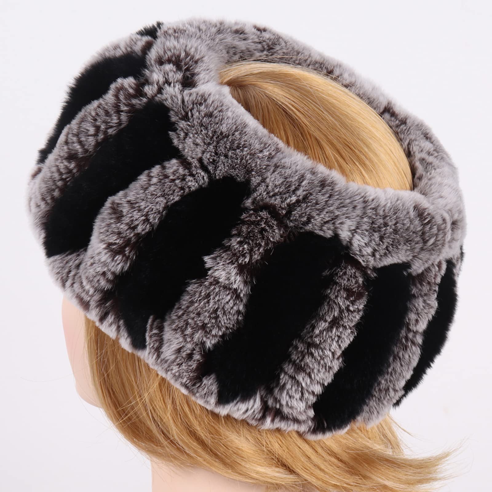 Valpeak Winter Fur Headband Scarf - Knit Elastic Headband & Neck Warmer for Women - Soft Fleece Muffler for Cold Weather (Blue) - Perfect for Skiing, Snowboarding & Outdoor Winter Activities