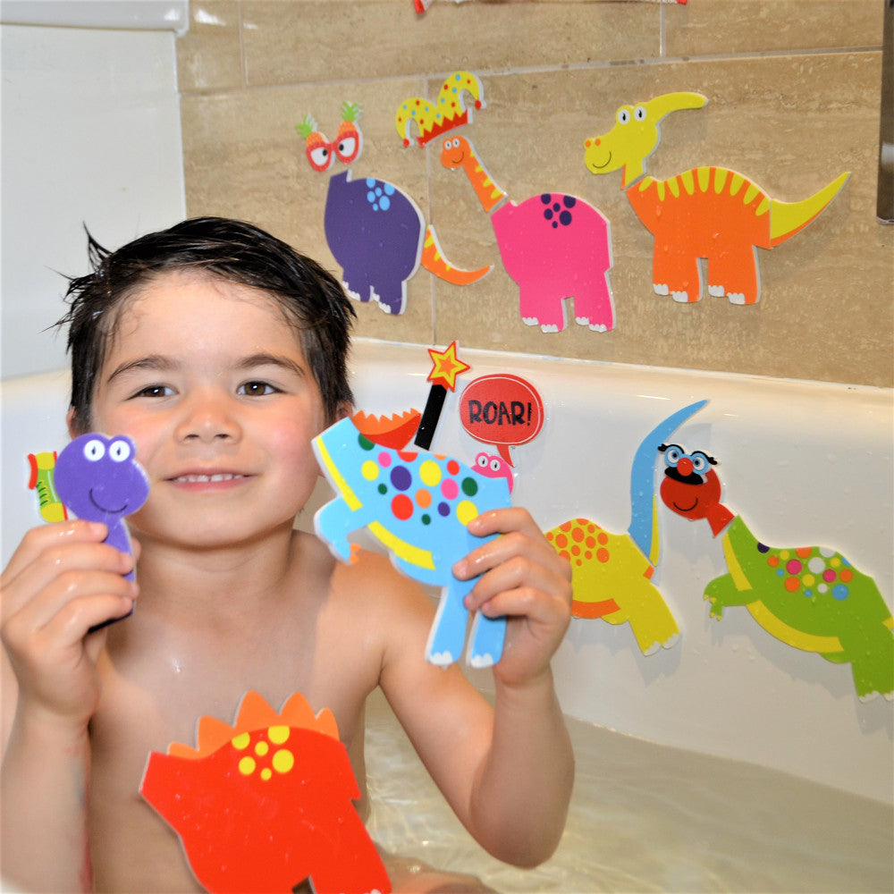 Buddy & Barney Magical Mix & Match Dinosaur Bath Stickers for Kids - Fun Waterproof Bathtub Decals for Toddlers & Children's Bathroom Decor