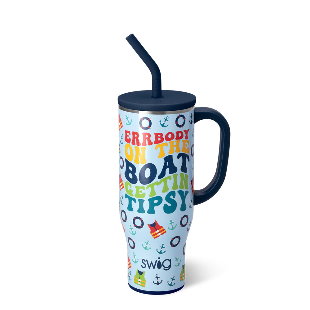 Errbody On The Boat Mega Mug 30oz - Large Insulated Tumbler with Lid & Straw - Perfect for Coffee, Tea & Cold Drinks at Home, Office or Boat Parties