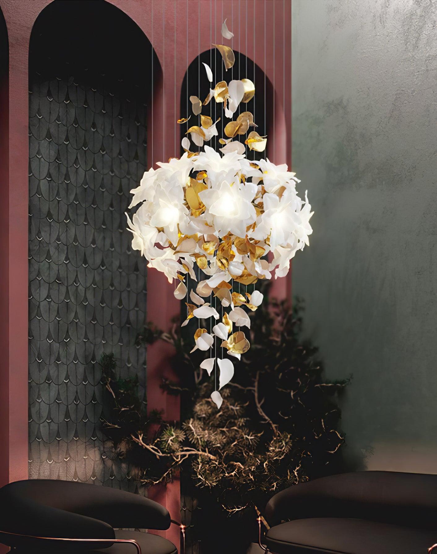 Flying Flowers Fluttering Chandelier - Elegant Butterfly Ceiling Light for Bedroom, Living Room & Nursery Decor | Boho Home Lighting Fixture