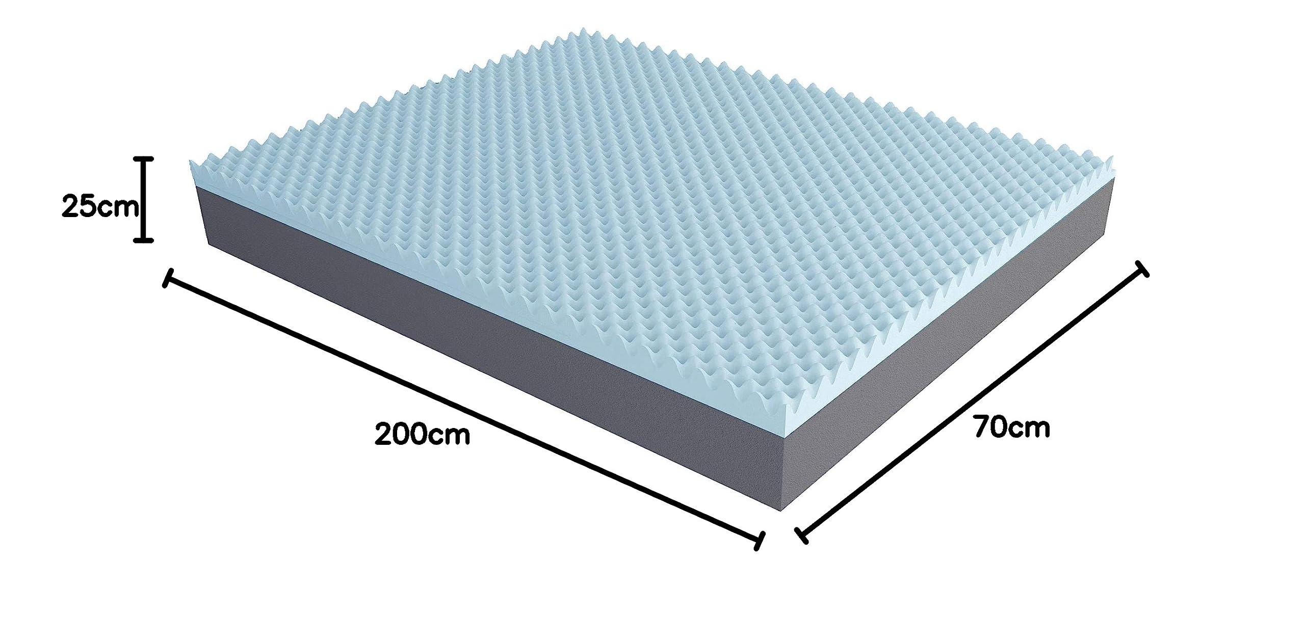 Baldiflex Emporio - 70x200x25cm Memory Foam Mattress with Aloe Vera Cover, Cooling Gel Infused Viscoelastic Mattress for Back Pain Relief - Perfect for Bedrooms, Guest Rooms & Dormitories