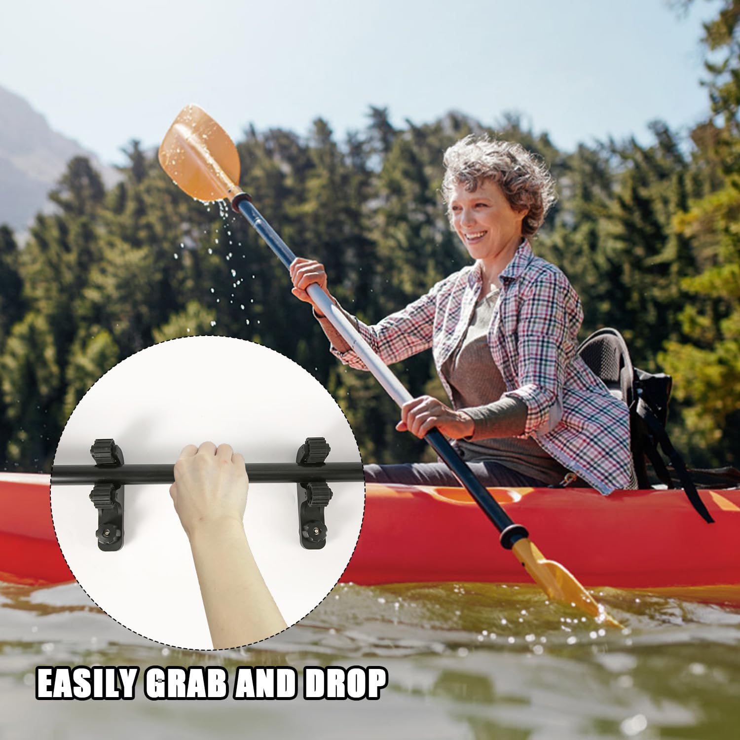 Universal Kayak Paddle Holder - 2pcs Track Mount Clips for Fishing & Canoeing
