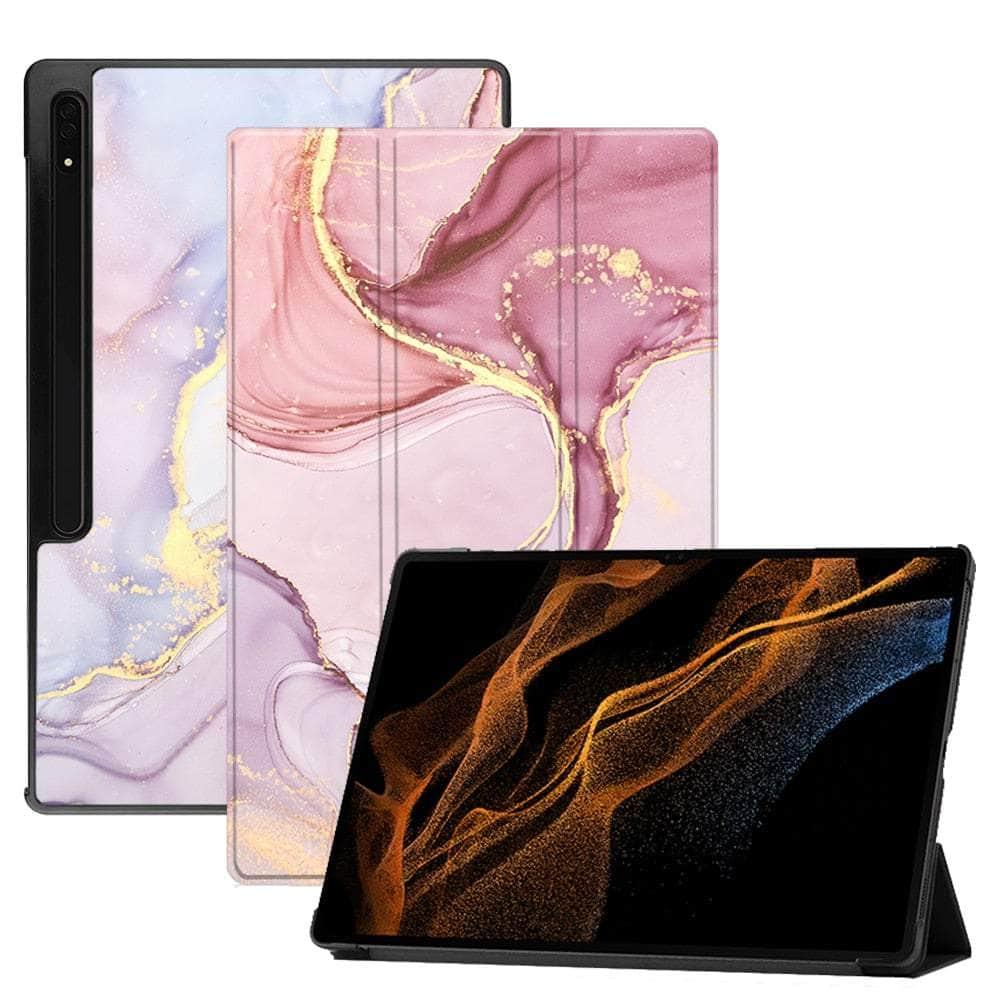 MTT 2022 Galaxy Tab S8 Ultra X906 Tri-Fold Stand Case - Premium Protective Cover with Kickstand for Samsung Tablet - Perfect for Work, Study & Entertainment