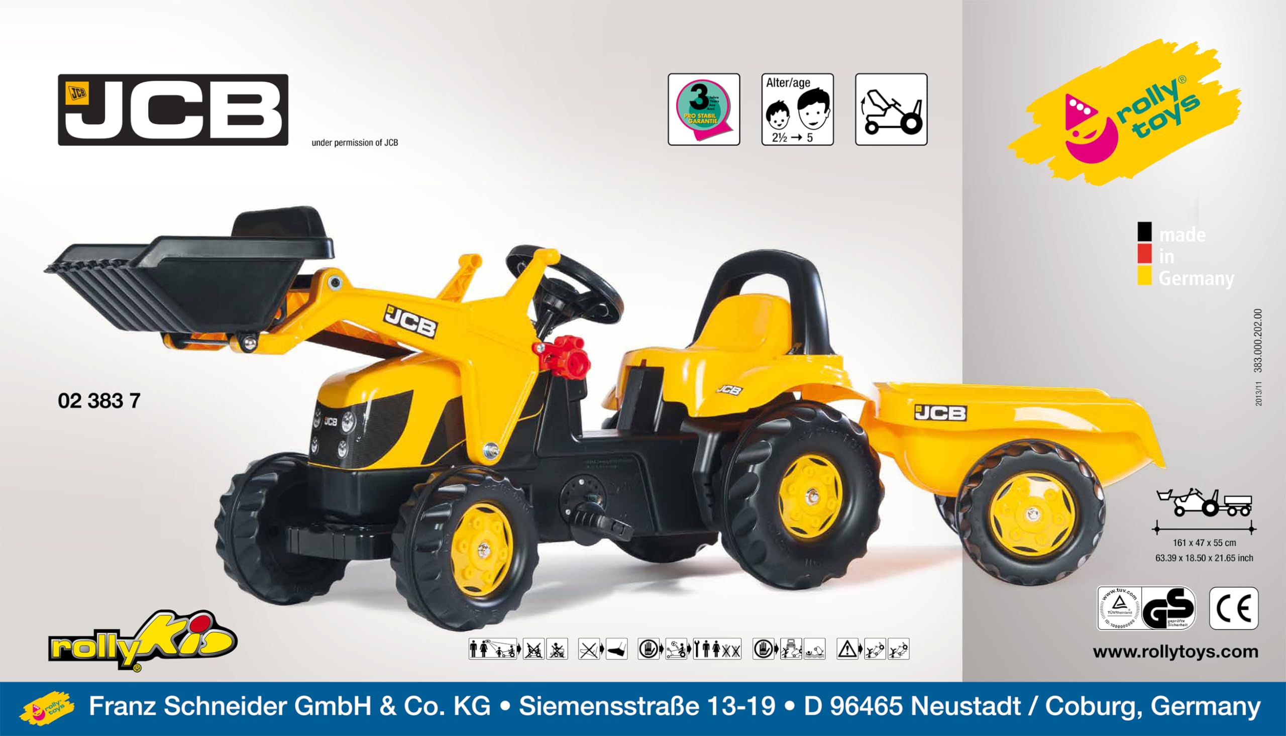 Rolly Toys - Kids Ride-On Tractor Toy with Realistic Sounds & Lights - Durable Outdoor Play Vehicle for Boys & Girls Ages 3-6 - Perfect for Backyard, Farm, or Garden Pretend Play (Model 02/383/7)