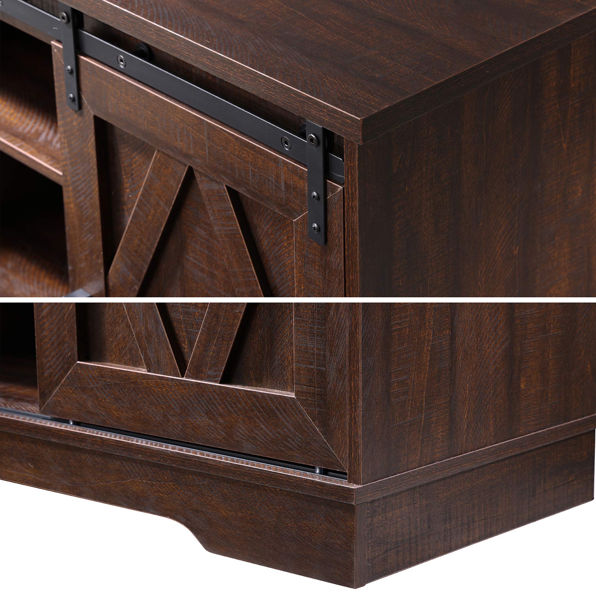 Rustic Farmhouse Wood Accent Chest Cabinet with Sliding Barn Door - 35