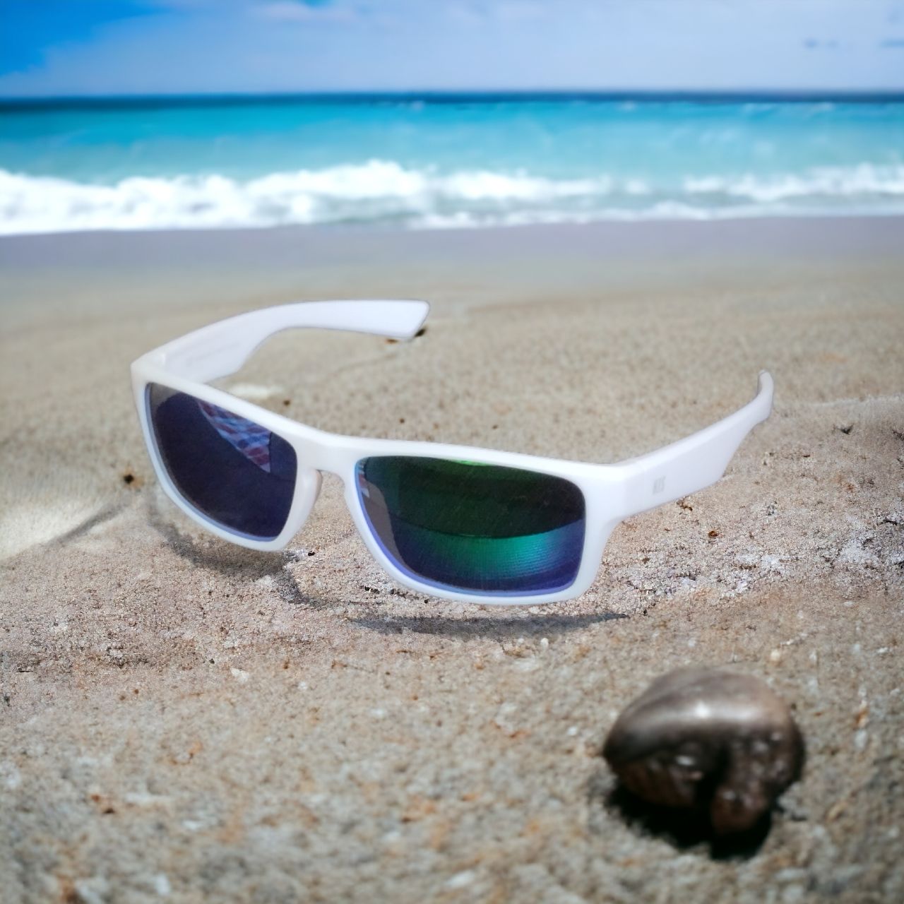 Polarized White Mirror Sunglasses with Prescription Lenses - UV Protection for Driving, Outdoor Sports & Fashion