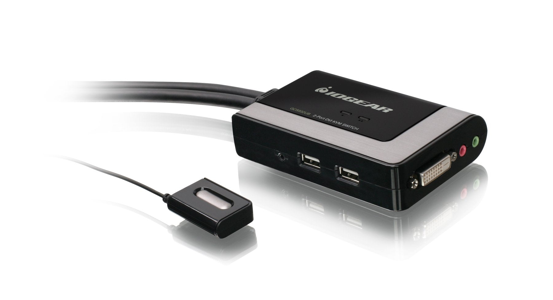 2 Port USB KVM Switch with DVI Cable - Seamlessly Control 2 Computers with One Keyboard, Mouse & Monitor for Home Office & Gaming Setup