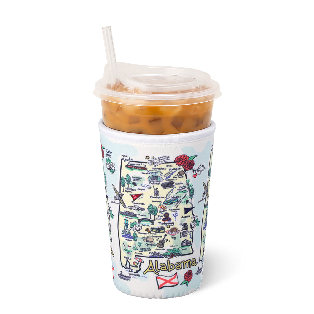 Alabama Medium Iced Cup Coolie - Insulated Beverage Sleeve for Coffee, Tea & Cold Drinks - Perfect for Road Trips, Office & Outdoor Activities