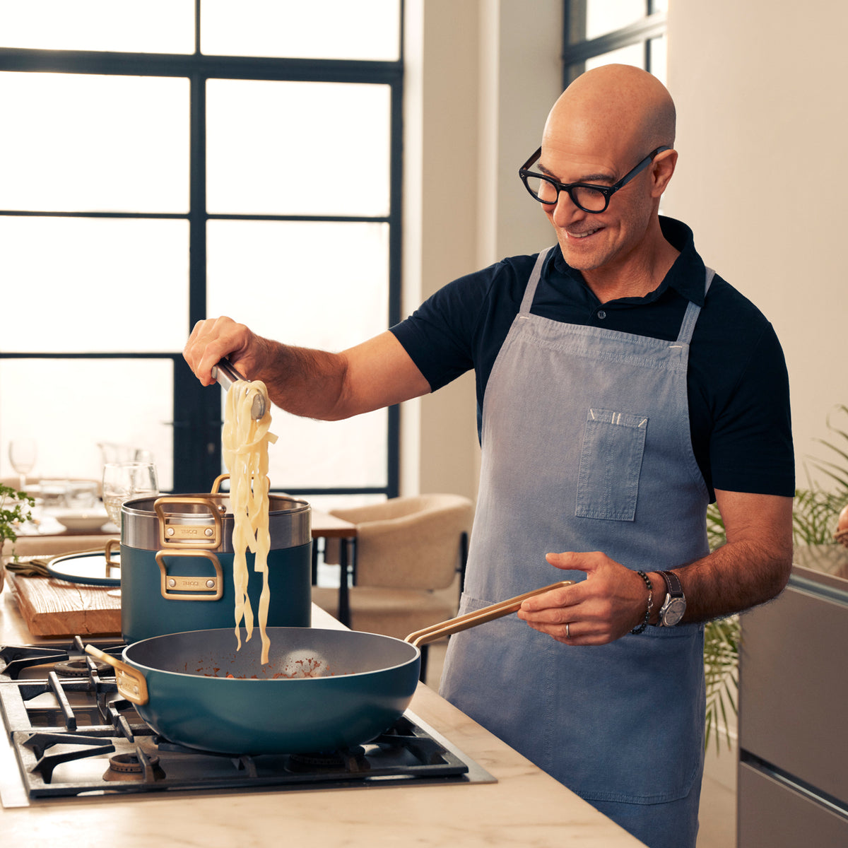 Stanley Tucci™ 6-Piece Ceramic Nonstick Cookware Set with Free Tucci Cookbook | Venetian Teal | Perfect for Italian Cooking, Family Dinners & Gift Giving