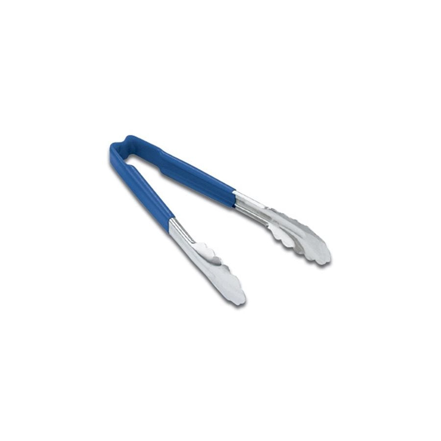 Vollrath 12-Inch Utility Tongs with Blue Handle - Professional Kitchen Tongs for Cooking, Grilling, Serving & Salad Tossing - Durable Stainless Steel Tong for Restaurants, BBQ & Home Use