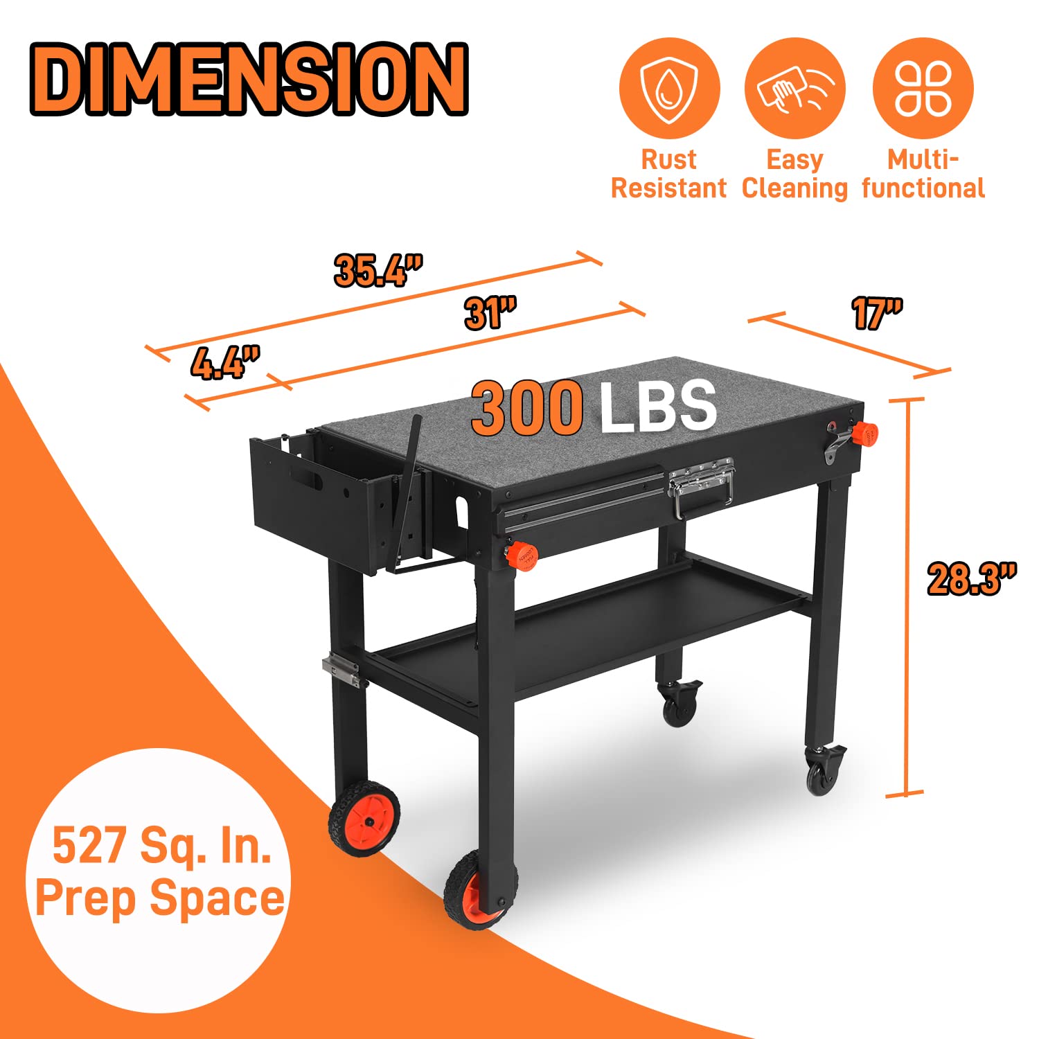 Portable Grill Table for Blackstone Griddle - Foldable Stand with Storage Caddy Fits 17” & 22” Tabletop Grills (Ninja, Camp Chef, etc.) - Perfect for Outdoor Cooking, Tailgating, Camping & Backyard BBQs