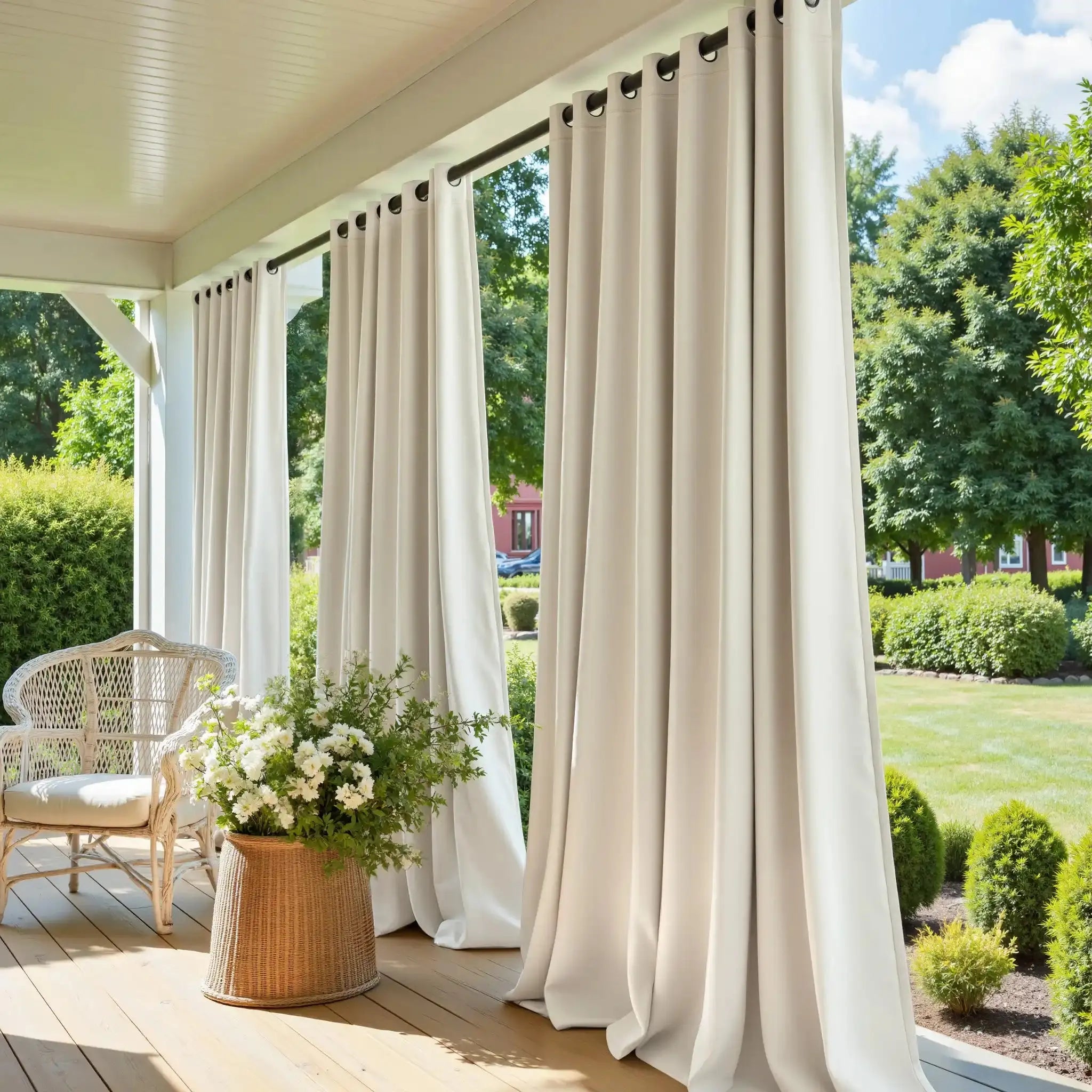 Premium Solid Acrylic Outdoor Curtains - Waterproof & UV Resistant Patio Drapes for Porch, Deck, and Poolside Privacy - Heavy Duty Weatherproof Window Treatments for Sun Protection and Decoration