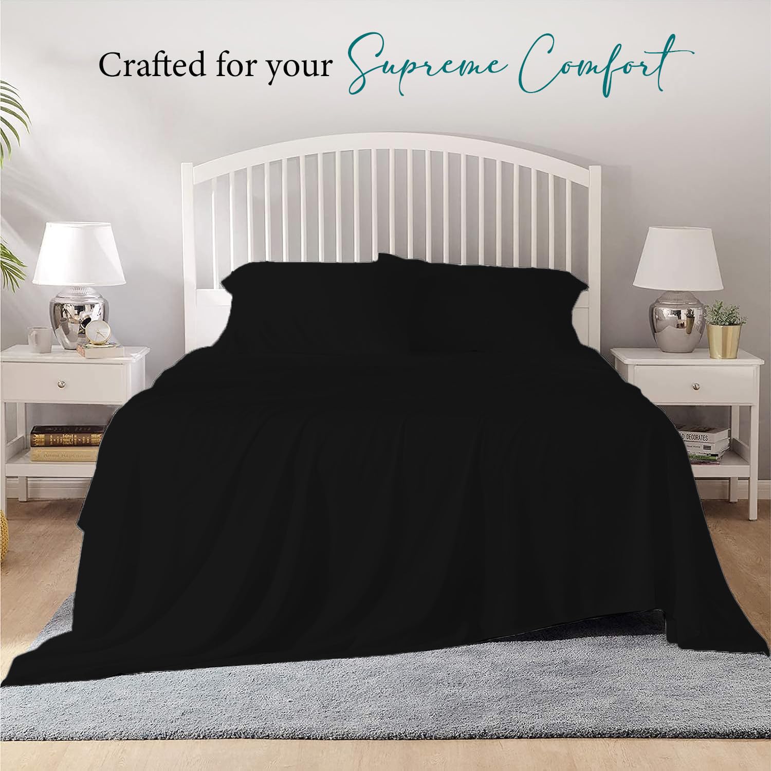 Bunny's Home 4-Piece Twin Sheet Set - Breathable Egyptian Cotton, 17