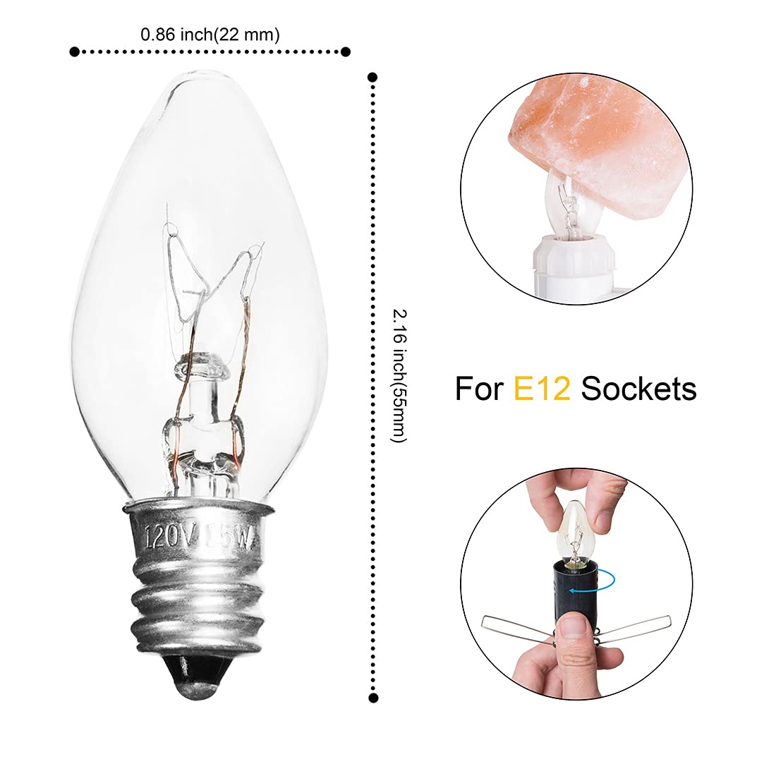Salt Lamp Cord Replacement with Dimmer Switch - 5ft Power Cord & 6-Pack 15W Halogen Bulbs for Himalayan Salt Lamps - Perfect for Home, Office, and Spa Relaxation