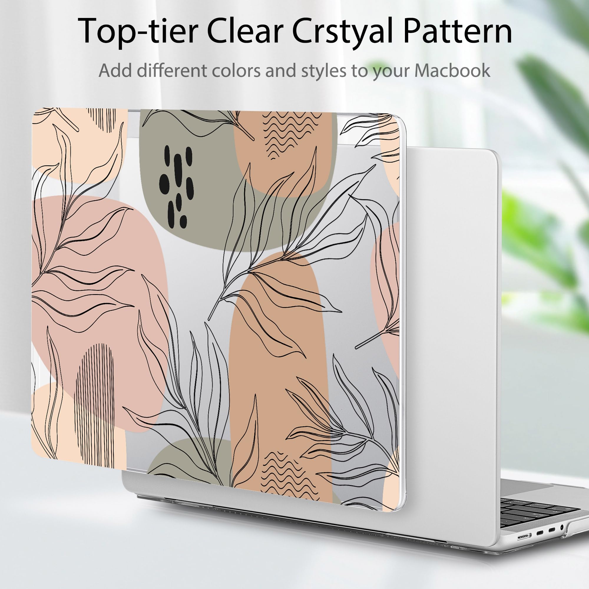 Durable Hard Shell Case for MacBook Pro 14 Inch (2021-2022 Model A2442 M1 Pro/Max) - Includes Keyboard Cover & Screen Protector | Tropical Leaves Design | Perfect for Office, Travel & School Protection