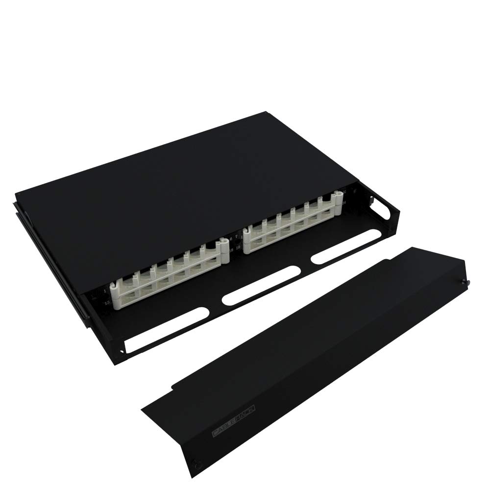 24-Port 1U Rack Mount Fiber Optic Patch Panel Enclosure - Compatible with LC/ST/SC/FC Couplers - Black - Ideal for Data Centers & Network Cabinets