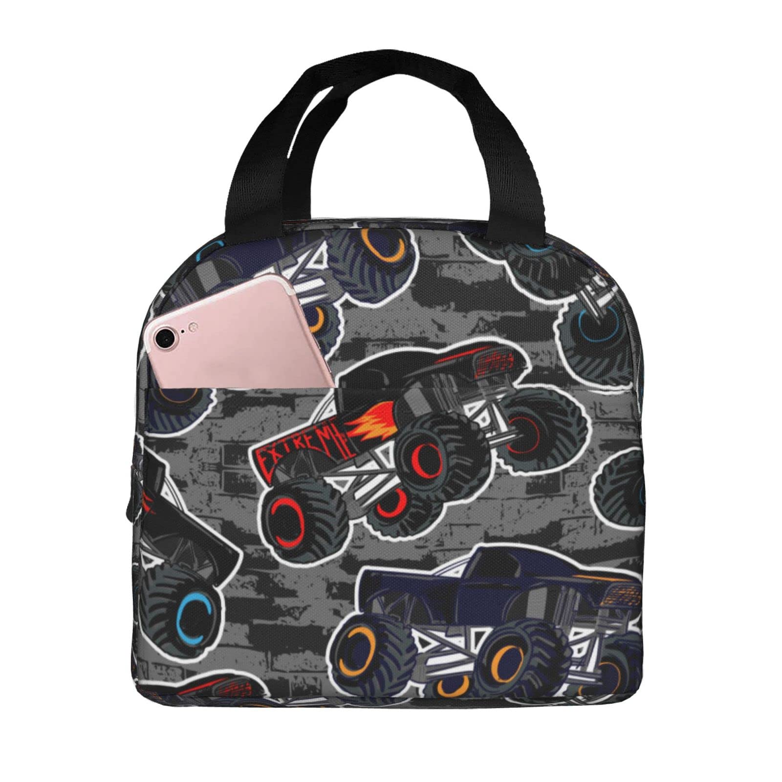 Insulated Monster Truck Lunch Bag - Reusable & Portable Cooler Tote for Men & Women - Perfect for Office, School, Picnics & Outdoor Adventures
