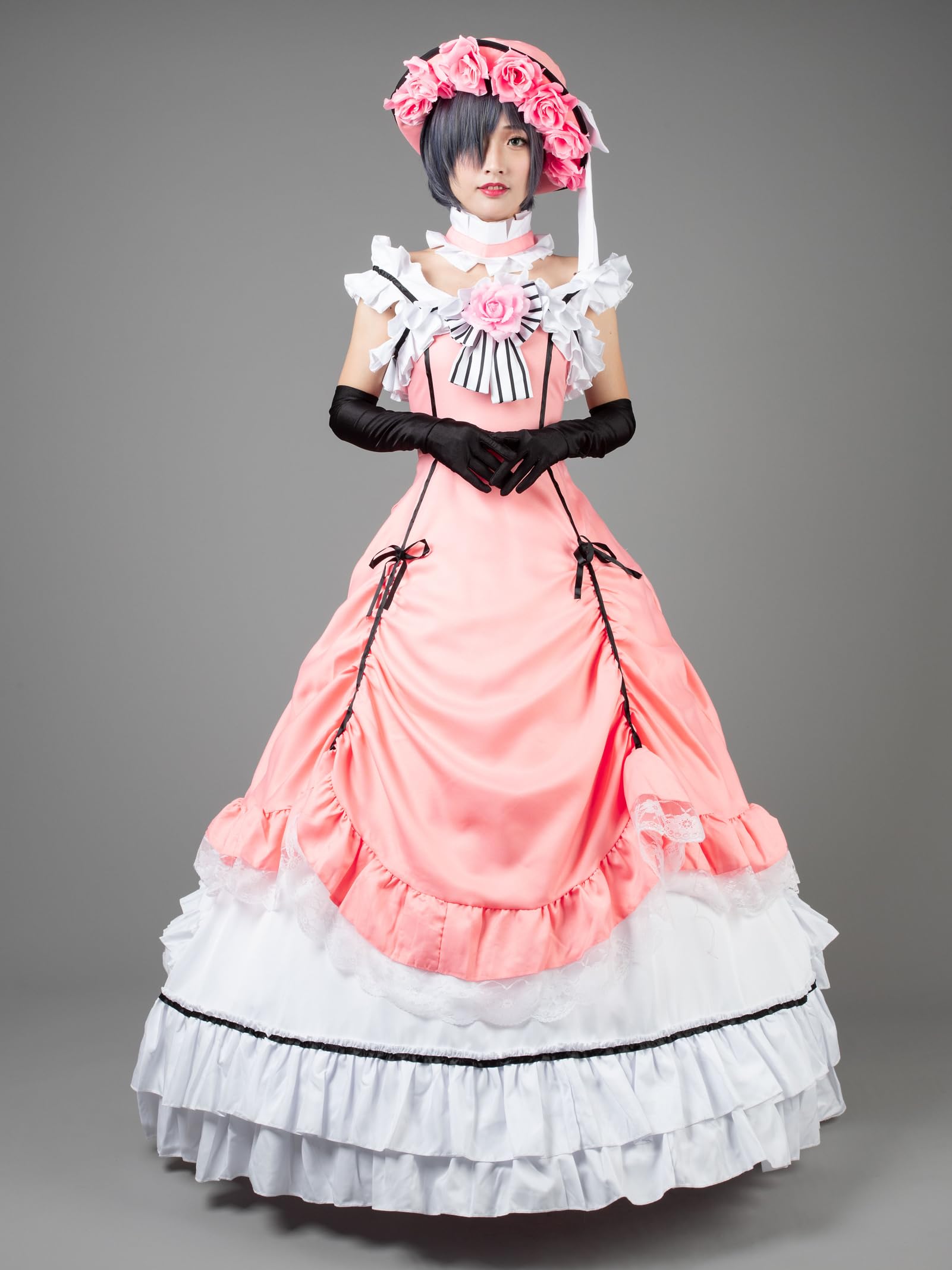 Cosfun Women's Pink Lolita Cosplay Dress - Anime Costume for Halloween, Cosplay Events & Themed Parties | Elegant Victorian Style Dress with Lace Details