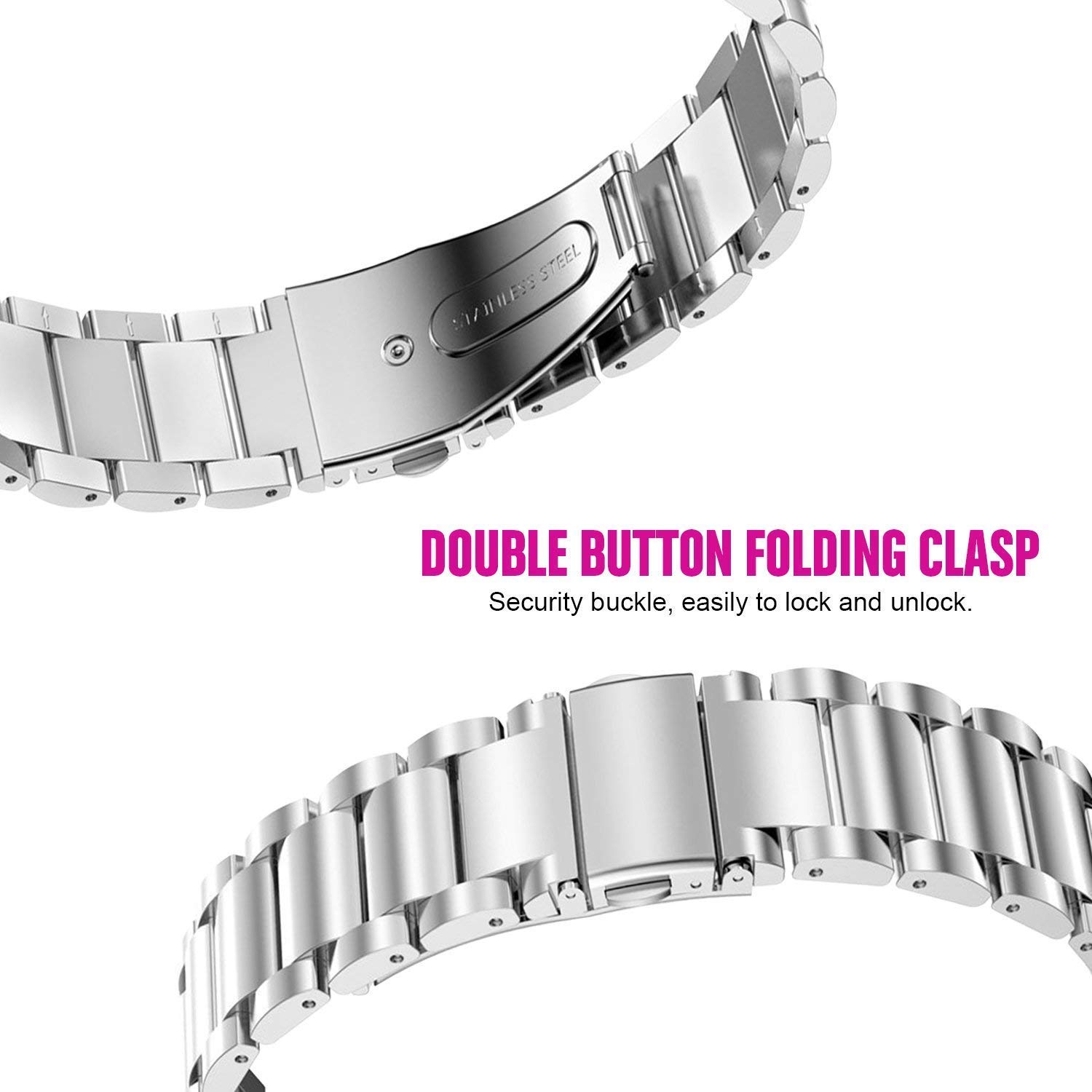 Polar Ignite Replacement Band - Stainless Steel Metal Strap for Polar Ignite Smartwatch (Silver) | Durable Fitness Watch Accessory for Running, Gym & Everyday Wear