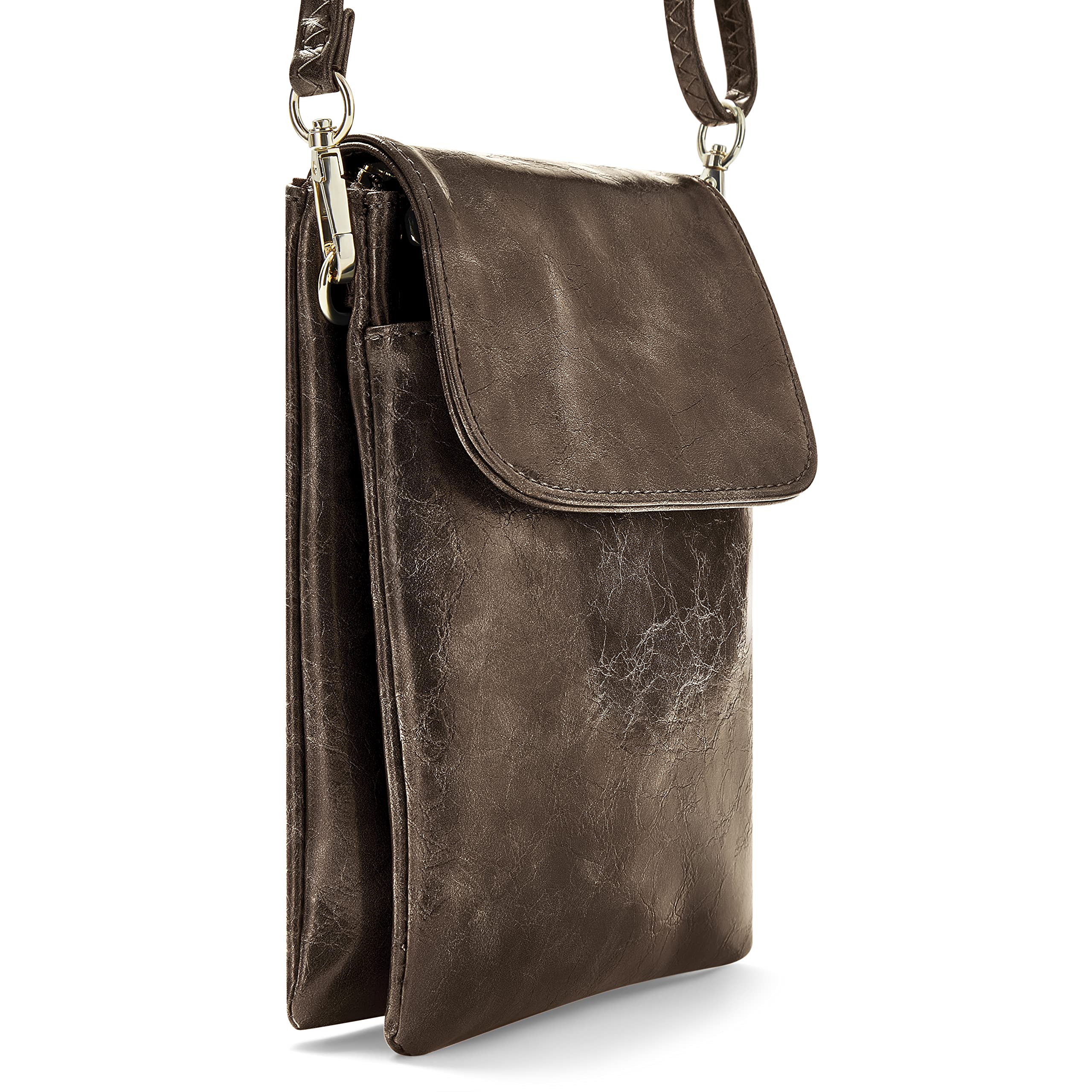 Woodland Vegan Leather Crossbody Phone Bag for Women - Anti-Theft Zipper Pocket, Fits All Smartphones | Perfect for Travel, Shopping & Everyday Use