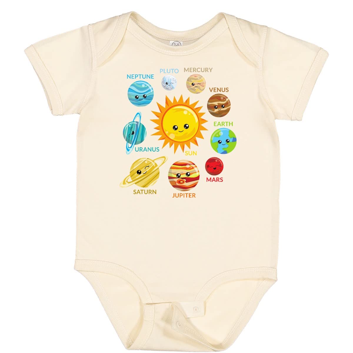 Inktastic Cute Planets Solar System Space Cosmos Galaxy Baby Bodysuit - Soft & Comfortable Infant Onesie for Astronomy Lovers, Perfect for Newborn Photoshoots, Space-Themed Parties & Everyday Wear