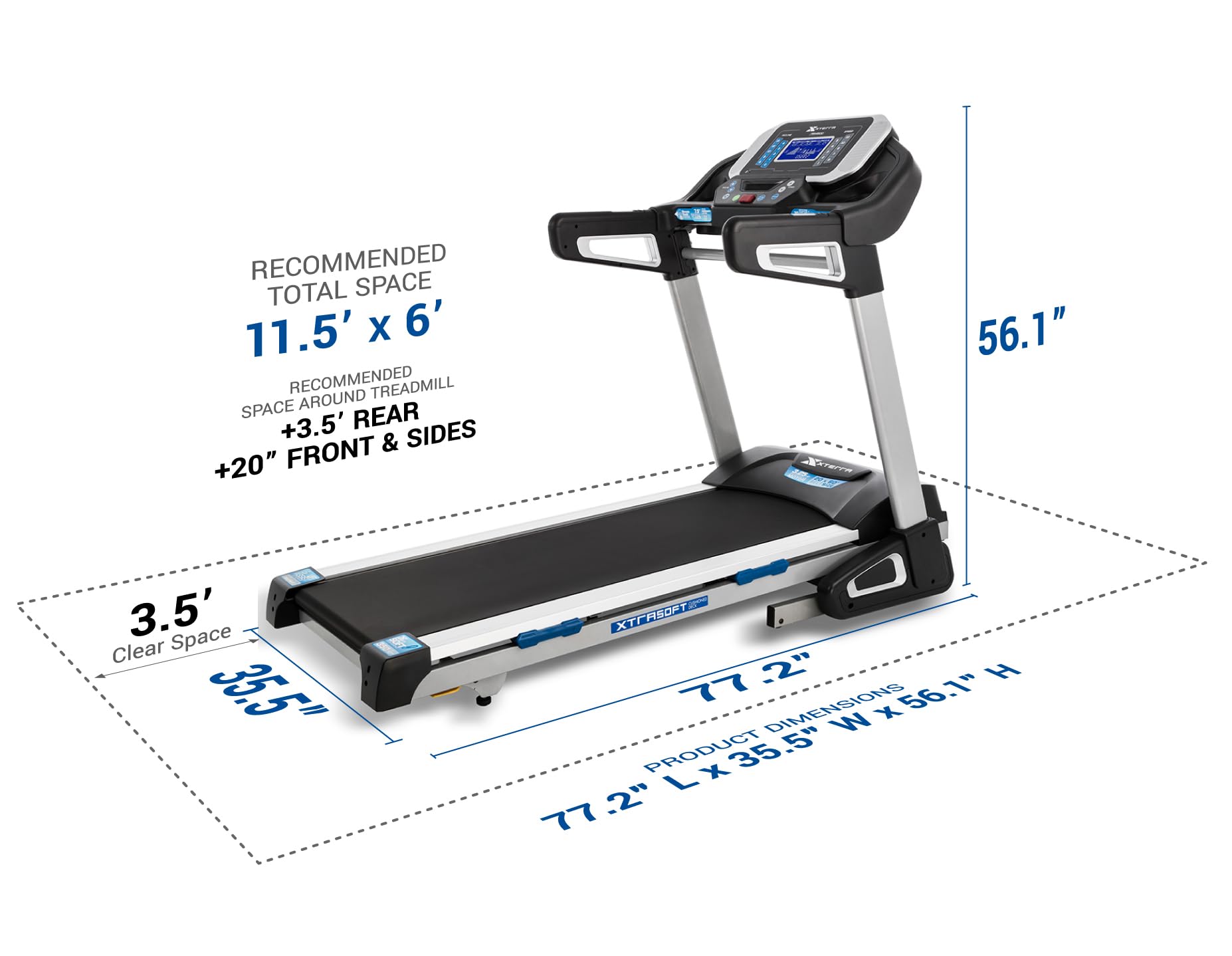 XTERRA Fitness Sport Series Premium Folding Smart Treadmill with Handlebar Speed & Incline Controls | Large XTRASoft Cushioned Deck | FTMS Bluetooth & XTERRA+ App | Perfect for Home Gym, Cardio Workouts & Indoor Running