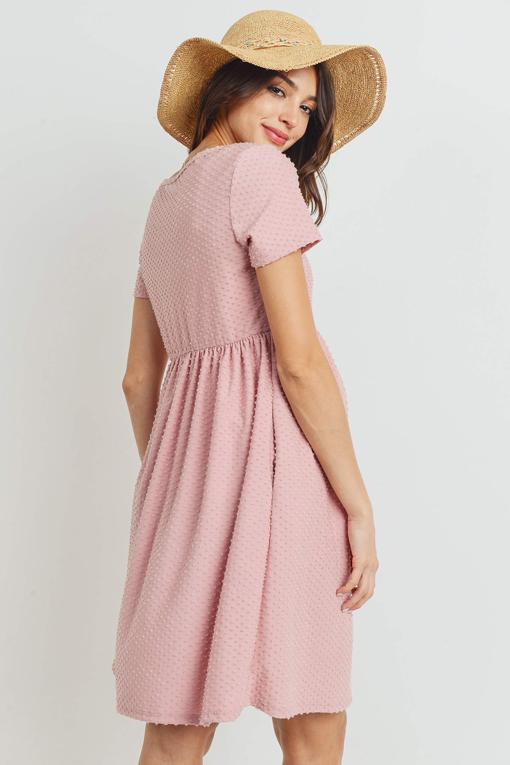 HELLO MIZ Women's Maternity Dress - Empire Waist Flowy Casual Pregnancy Dress for Baby Shower, Maternity Photos & Everyday Comfort