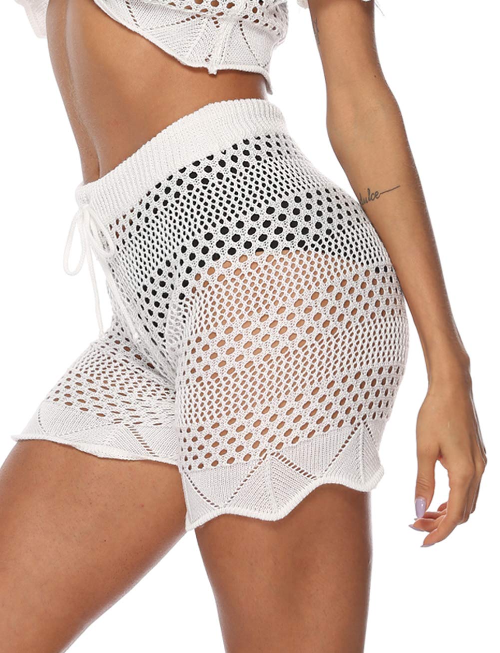 Kistore Women's Crochet Net Hollow Out Beach Pants - Sexy Swimsuit Cover Up Pants for Summer Vacation, Pool Party & Boho Fashion