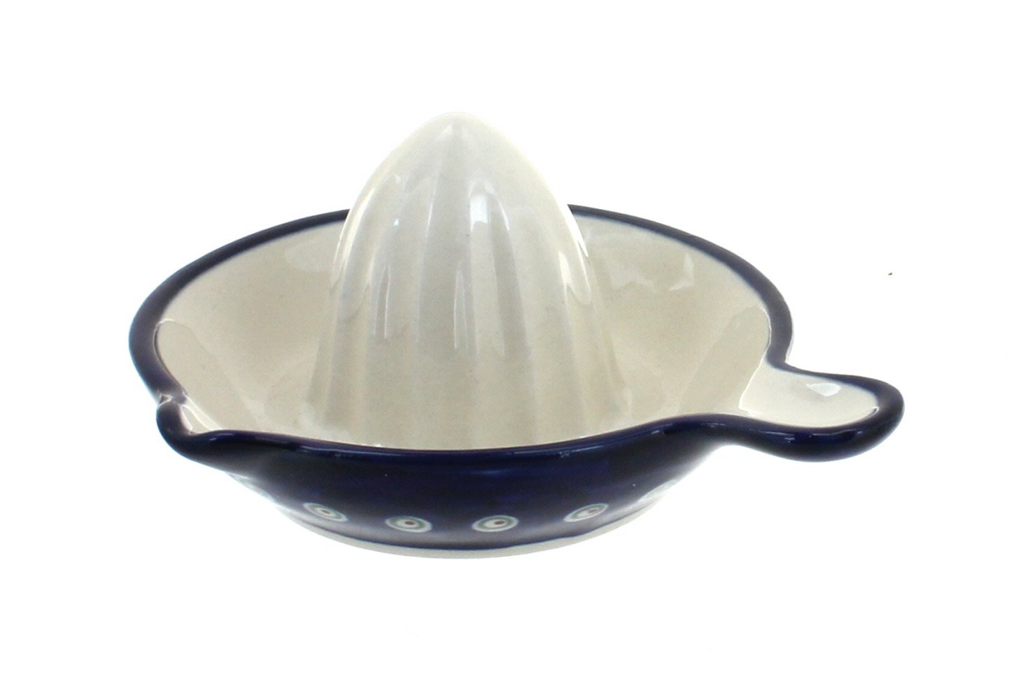 Blue Rose Polish Pottery Peacock Lemon Squeezer - Handcrafted Ceramic Citrus Juicer for Cocktails, Tea & Kitchen Decor