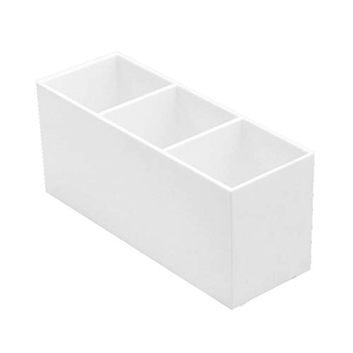 1PC Three Grids Makeup Brush Organizer Box - Simple Makeup Brush Drying & Display Case - Desktop Office & Home Storage for Makeup Pencils, Eyebrow Pencils - White Cosmetic Organizer for Women & Girls (Perfect for Vanity, Travel, and Salon Use)