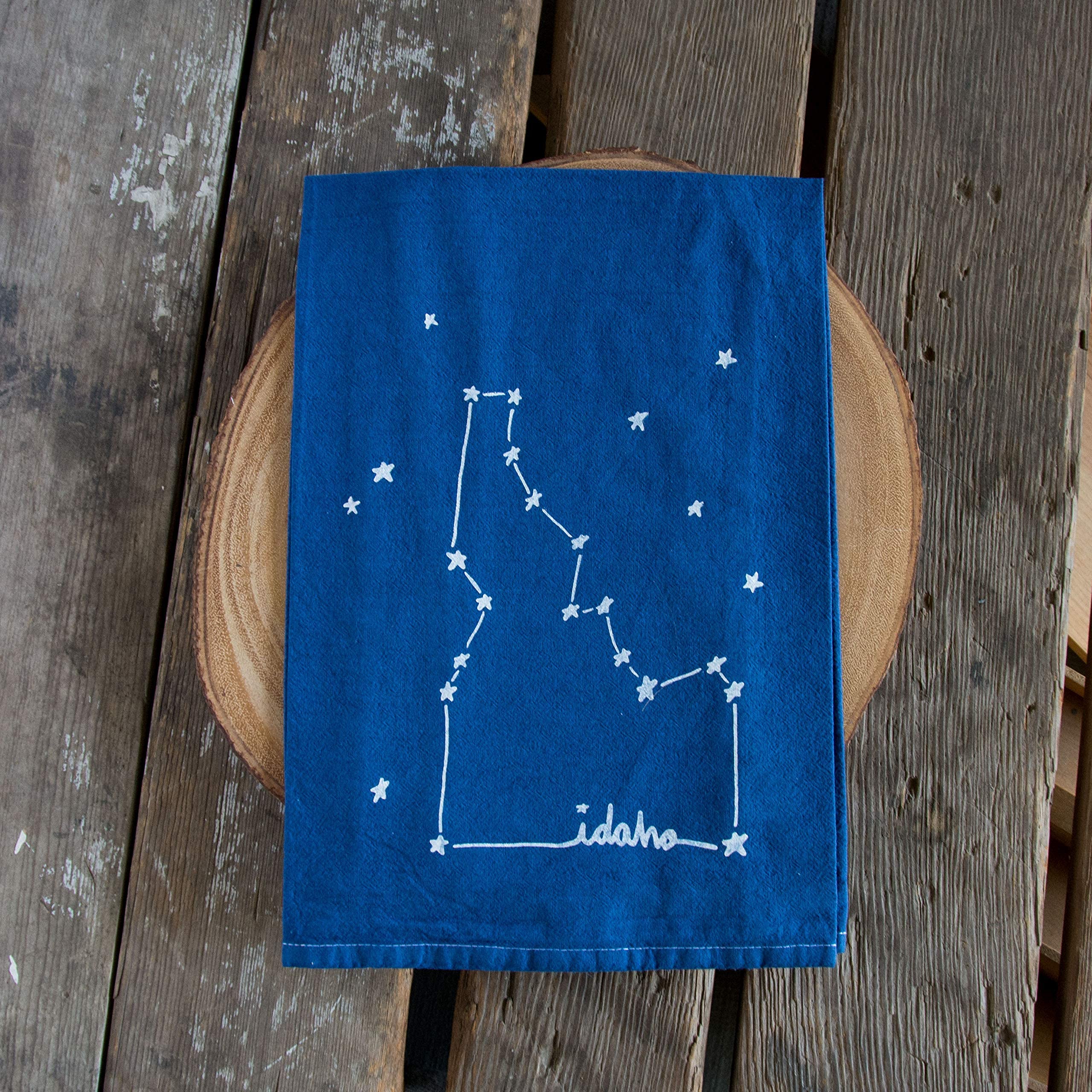 Dyed Idaho Constellation Tea Towel - Screen Printed Flour Sack Kitchen Towel | Perfect for Drying Dishes, Decorating Farmhouse Kitchens & Unique Gifts