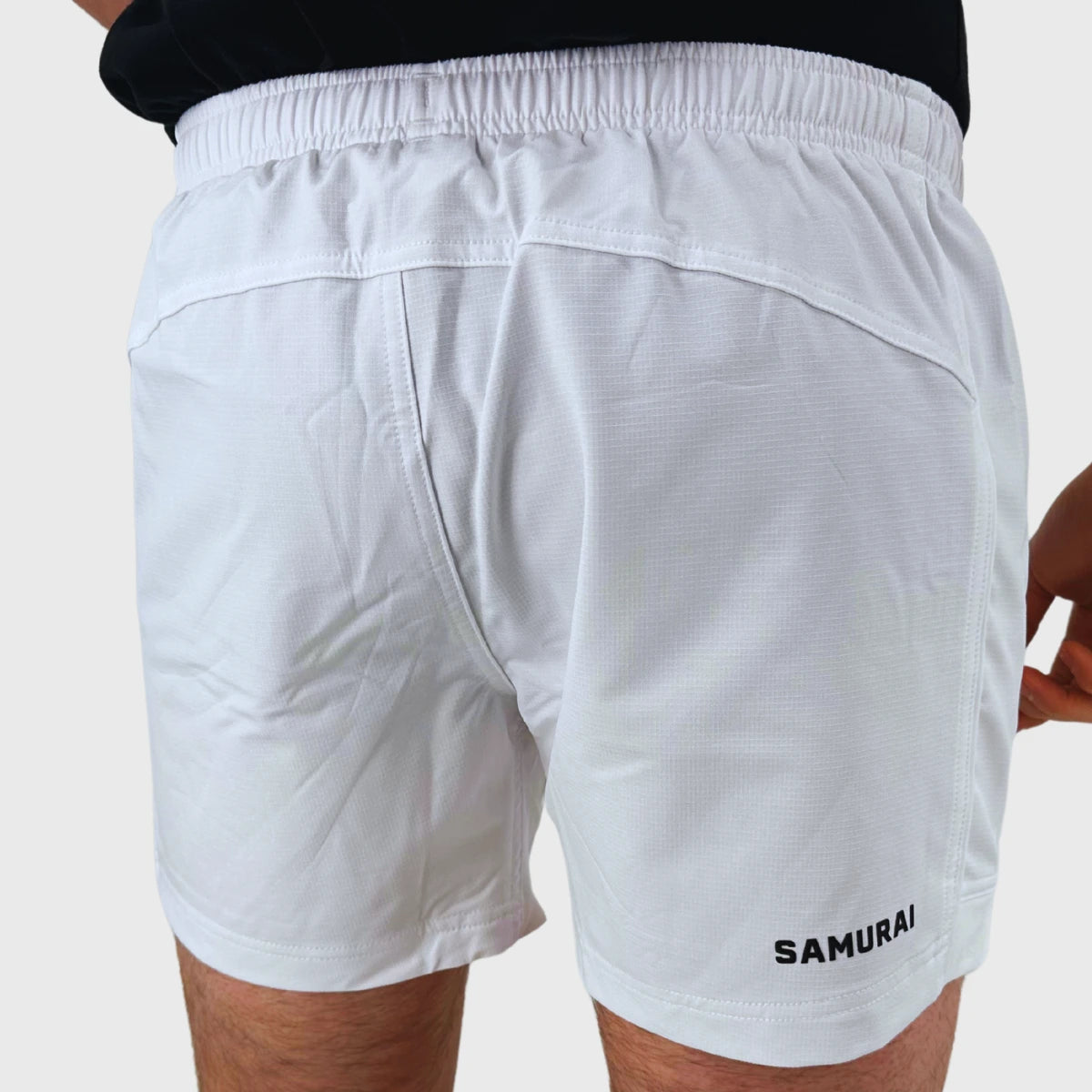 Samurai Men's Training Rugby Shorts - Breathable White Workout Shorts for Rugby, Gym & Sports | High-Performance Athletic Wear for Men