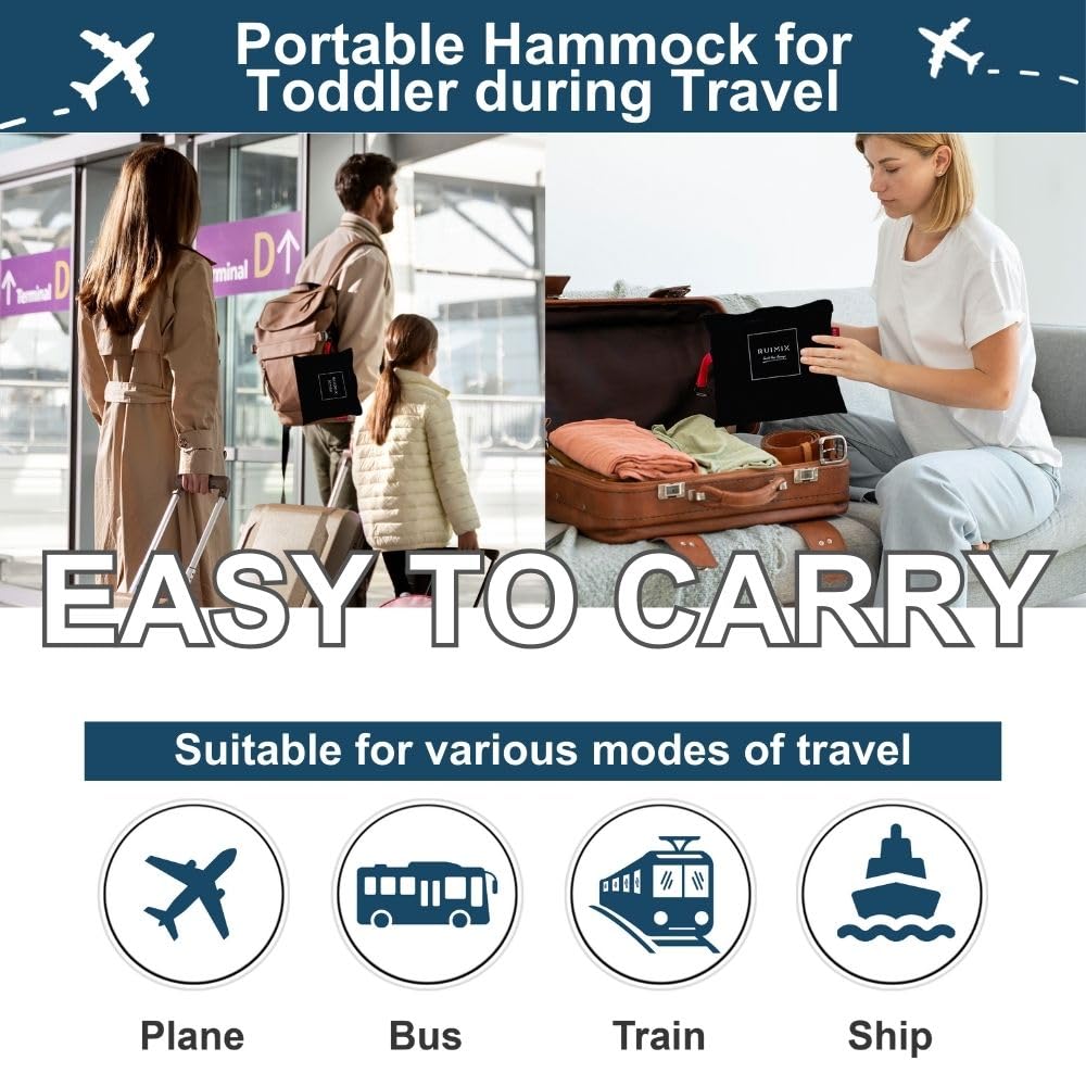 Blue Shark Toddler Airplane Seat Extender & Travel Bed - Portable Kids Inflight Sleep Solution for Long Flights | Airplane Must-Have for Comfortable Family Travel