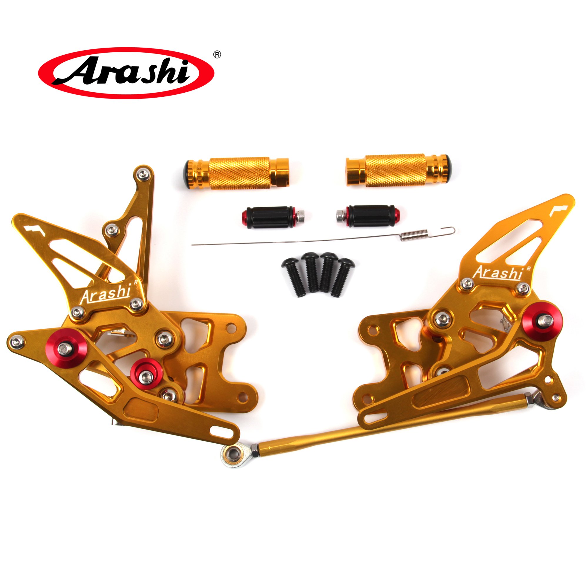 Adjustable Arashi Rearsets Footrests Foot Pegs for SUZUKI GSXR 1000 2007-2008 GSX-R 1000 GSXR1000 Motorcycle - Gold CNC Racing Footpegs Rear Set Kit (1 Pair) - Perfect for Track Days, Sport Riding & Performance Upgrades