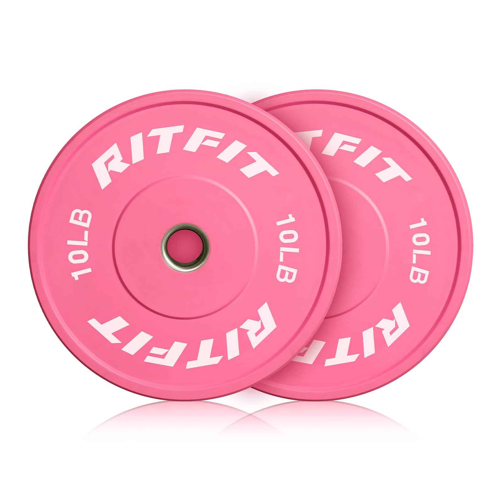 RITFIT 2 Inch Olympic Barbell Weight Plates - Pink Bumper Plates with Steel Insert for Strength Training, CrossFit, Home & Gym Workouts - Durable Fitness Equipment for Weightlifting & Powerlifting