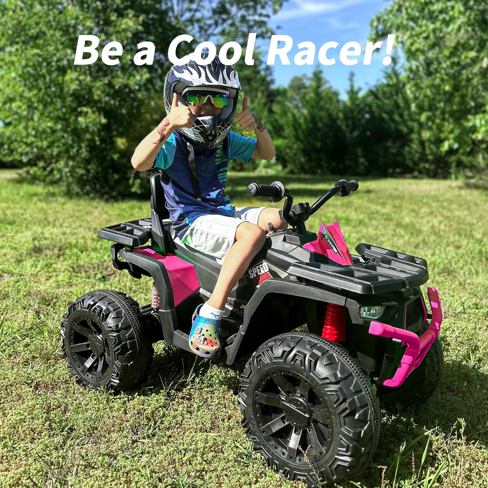 24V Kids ATV 4 Wheeler Ride-On Toy Car - 400W Powerful Motor, 2 Seater for Big Kids (Rose Pink) | Perfect for Outdoor Adventures, Backyard Play & Off-Road Fun