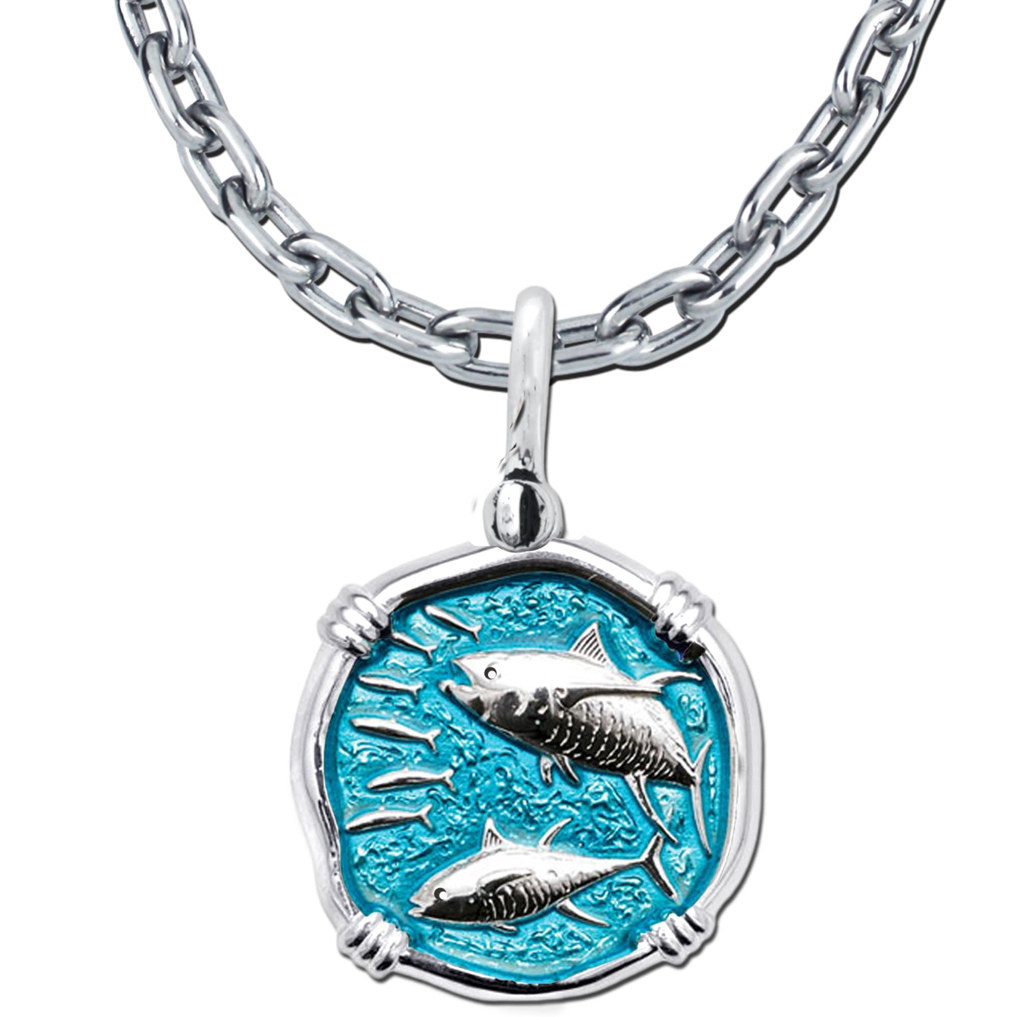 Guy Harvey Tuna Necklace - Sterling Silver Pendant with 24